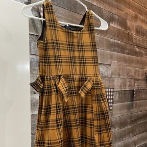 Dark orange and black plaid zip up dress